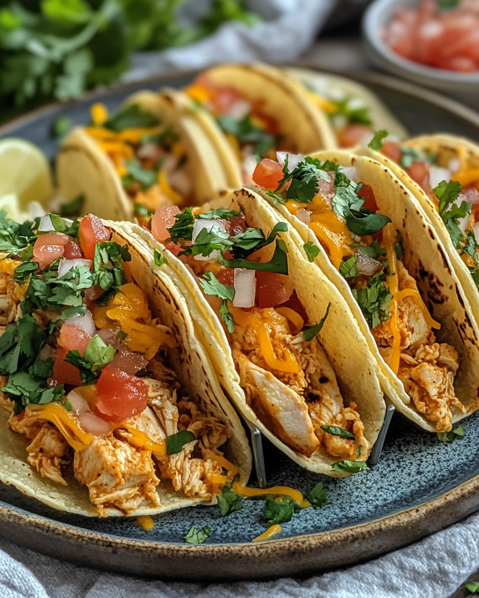 Ingredients laid out for baked chicken tacos