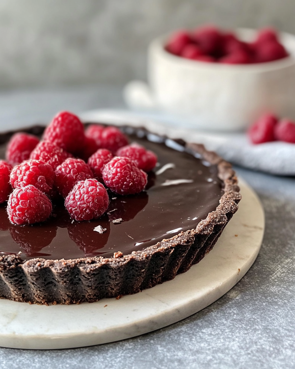 Vegan chocolate tart in pressure cooker