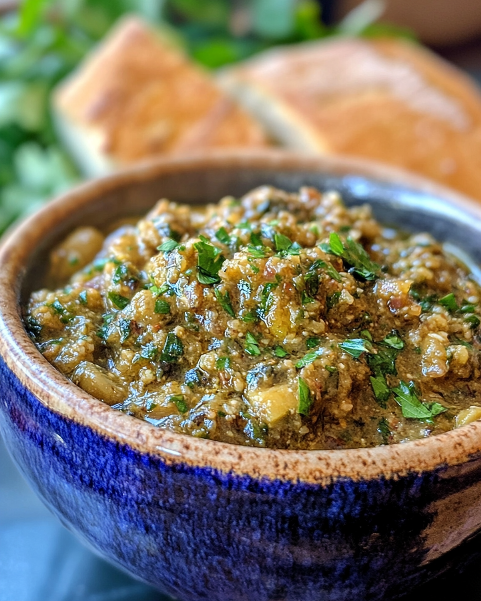 Ingredients laid out for tapenade preparation