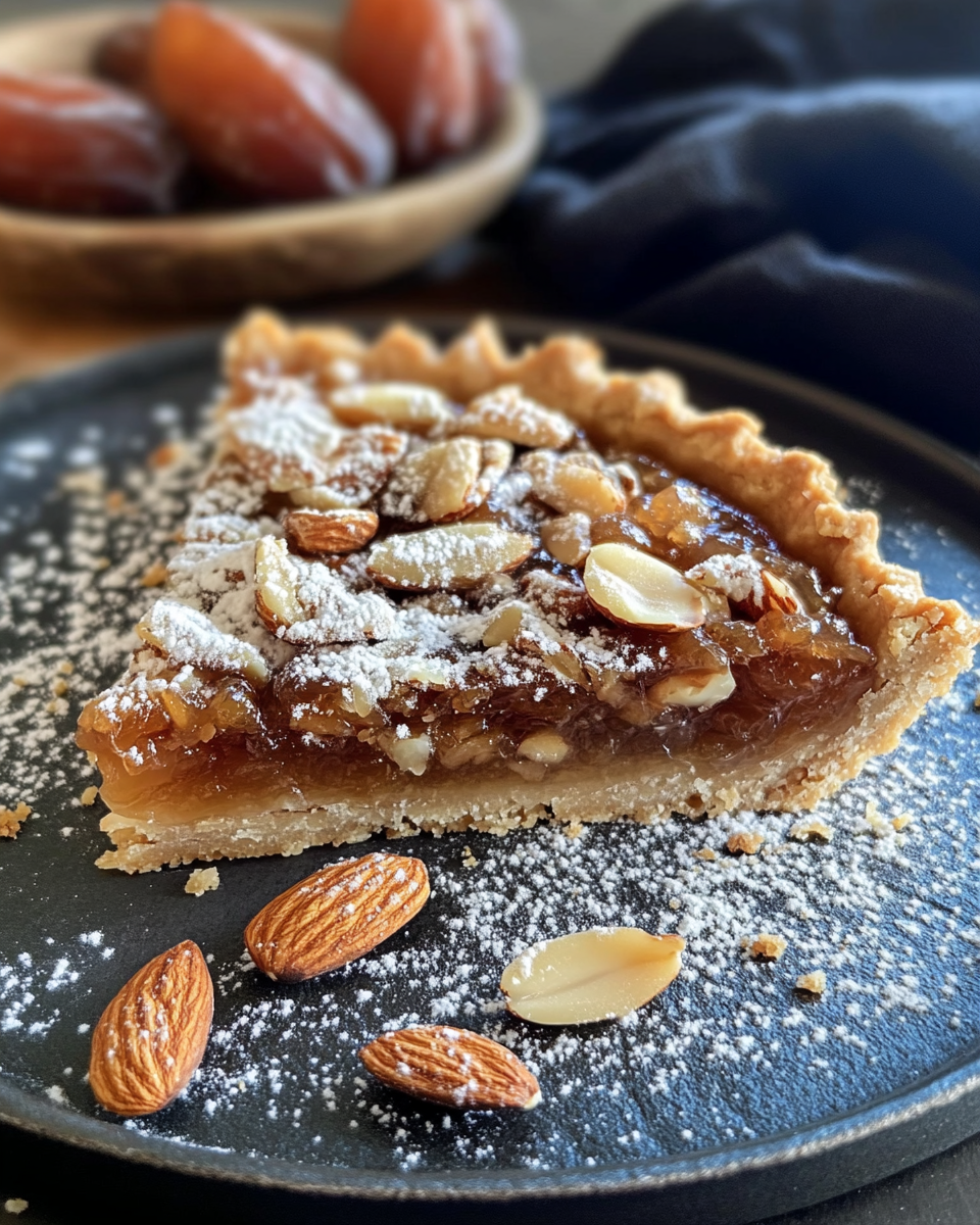 Finished Almond Medjool Date Tart vegan