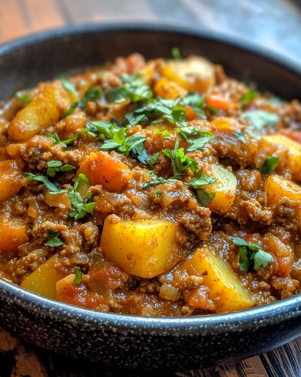 Finished beef kofta curry ready to serve