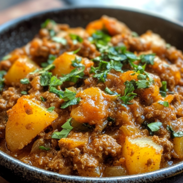 Aloo Keema (Ground Beef And Potato Curry) - Chili to Choc taken with iphone 15 pro max --iw 2 --ar 4:5 --v 6.1 --raw