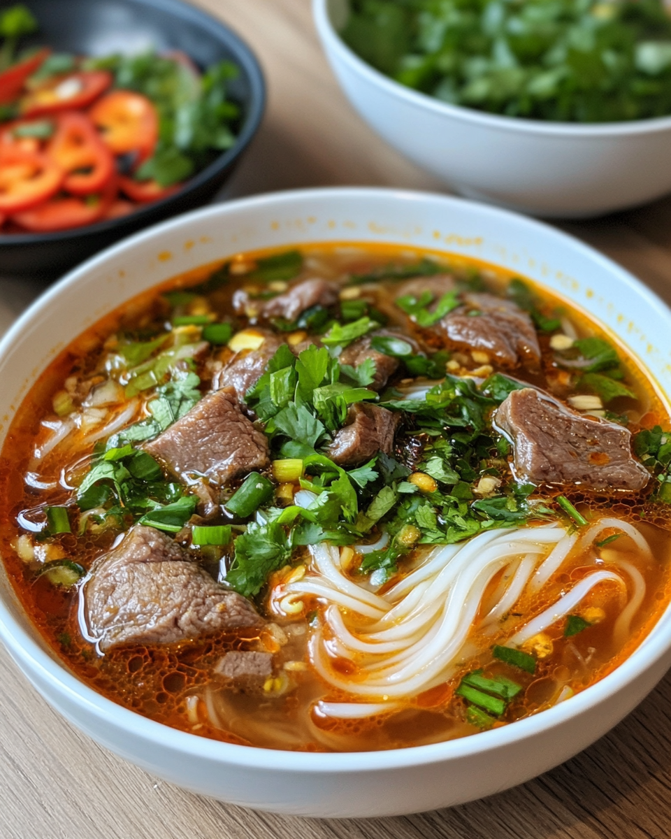Ingredients and step by step prep for Bun Bo Hue