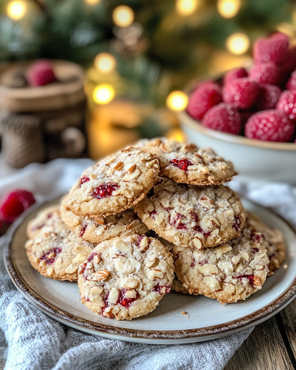 Mixing ingredients for almond raspberry cookies