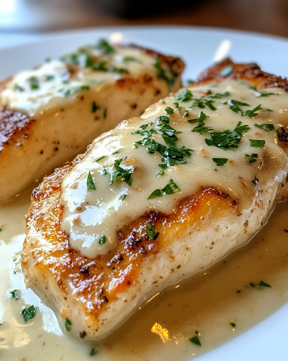 Baked Caesar Chicken with creamy parmesan sauce