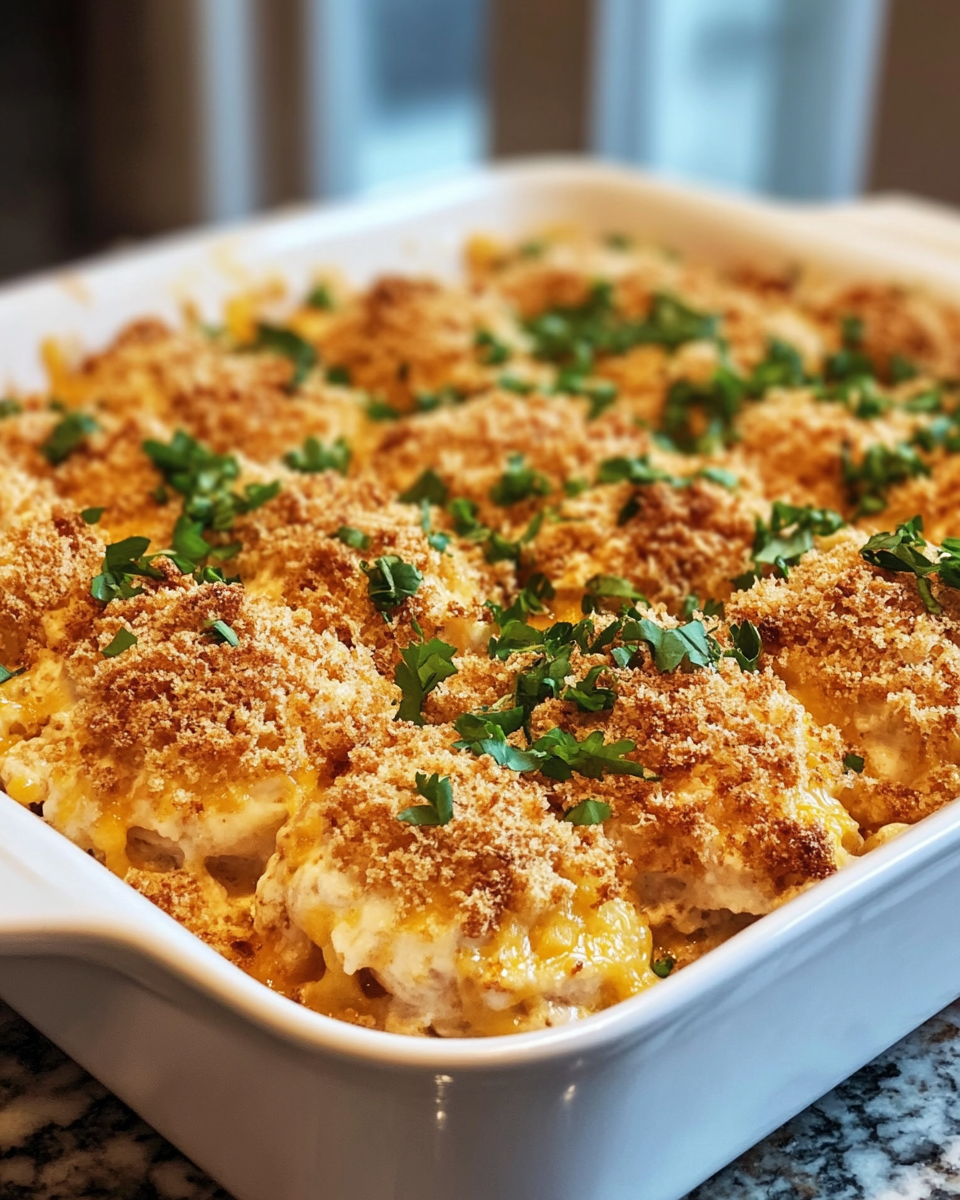 Bang Bang Chicken Bake in a baking dish
