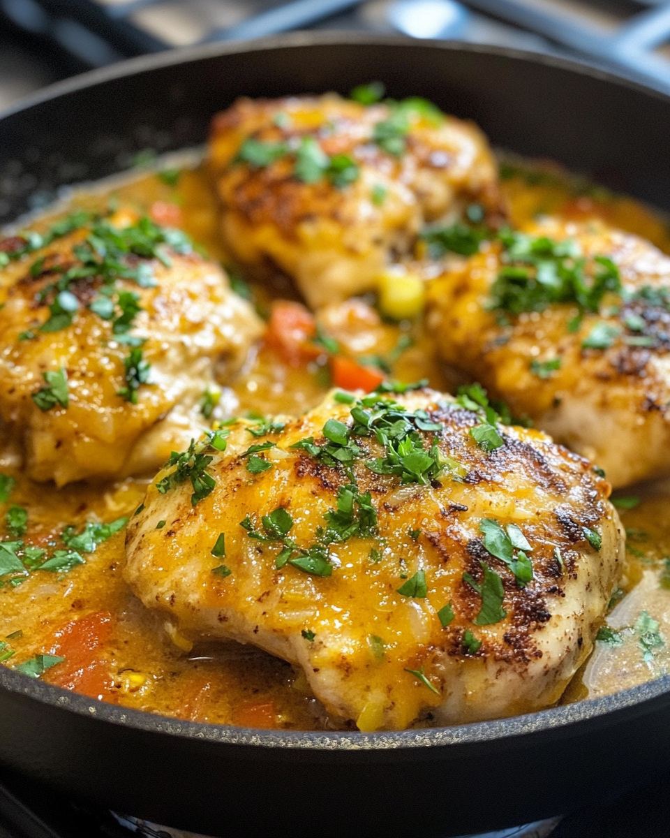 Final plated Brazilian Coconut Chicken dish