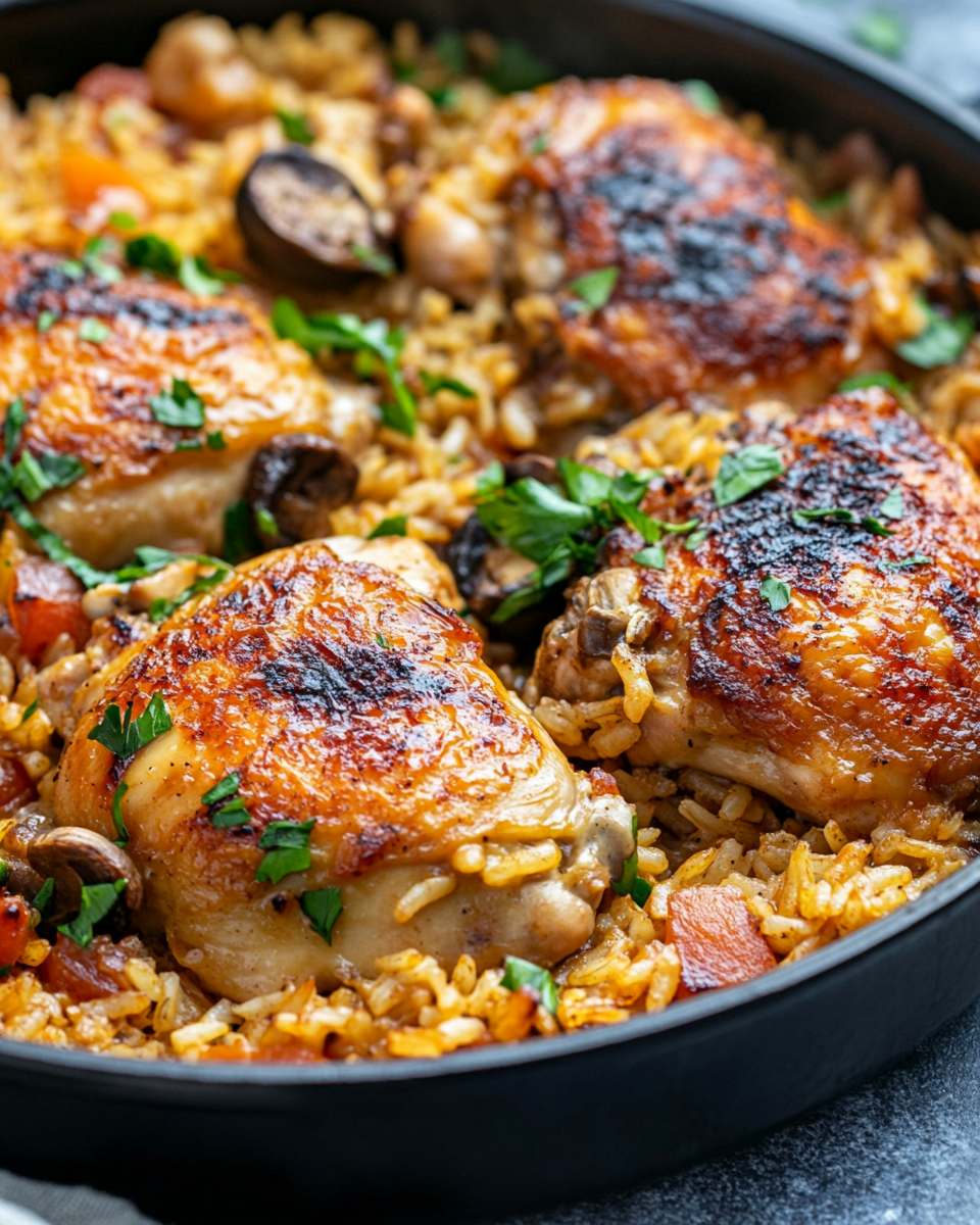 Ingredients for smothered chicken and rice recipe