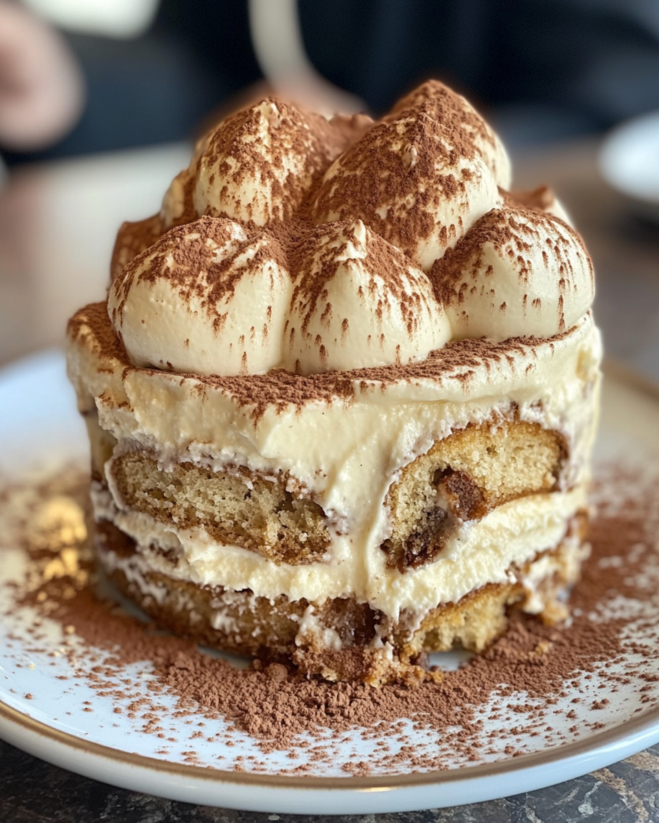 Close up of spoonful of Biscoff tiramisu dessert