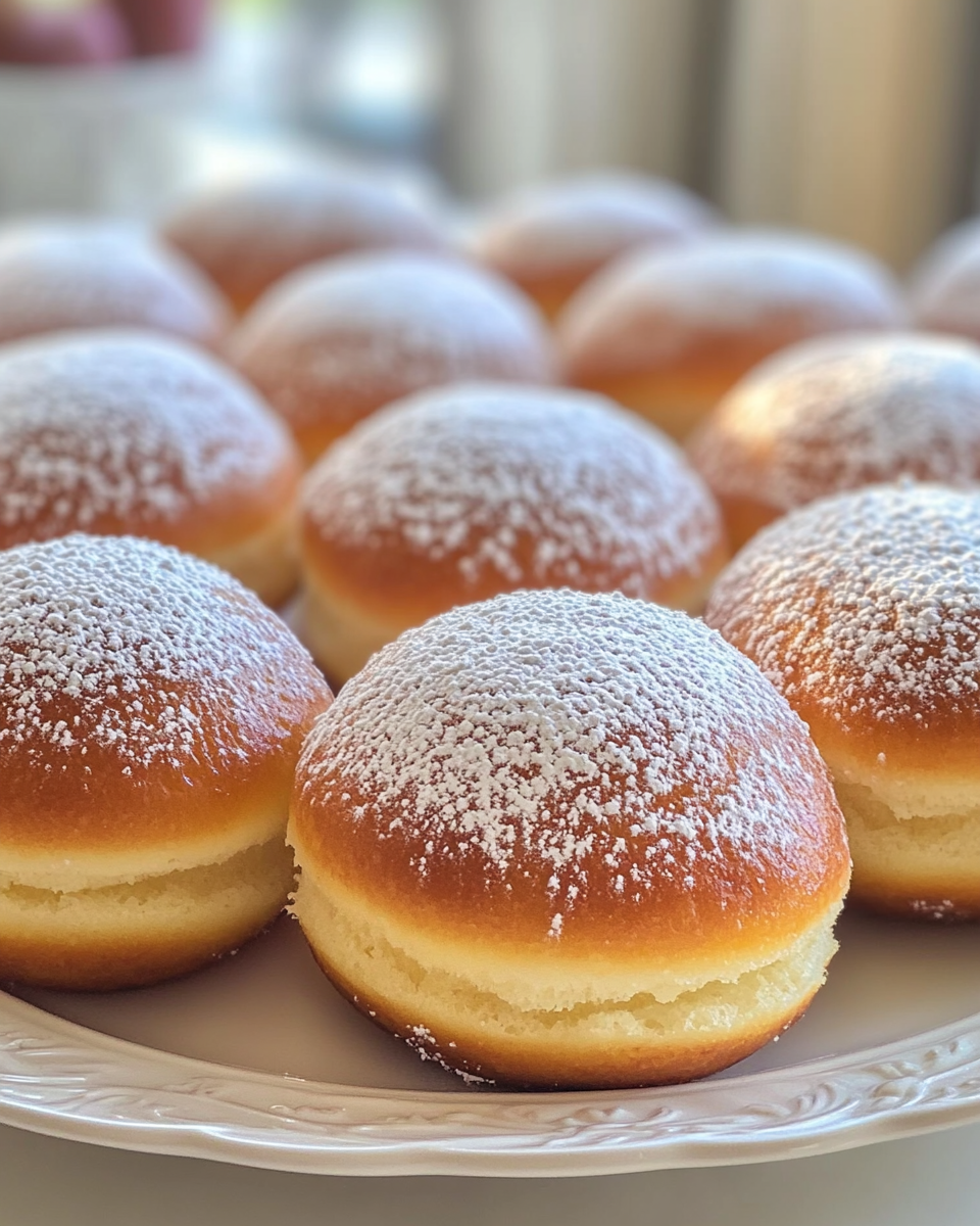 Close up of Bomboloni con crema pasticcera