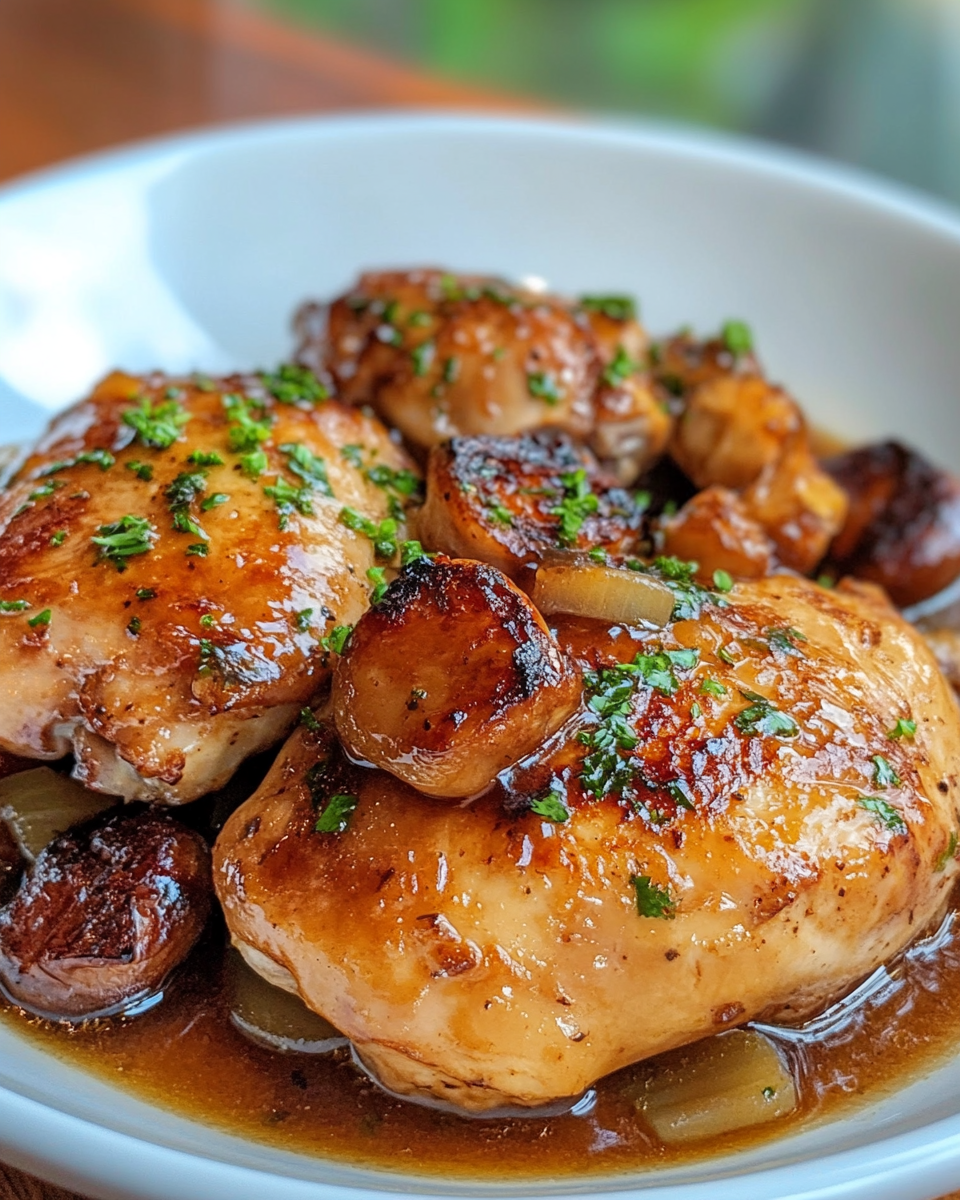 Plated Braised Catalina Chicken dish