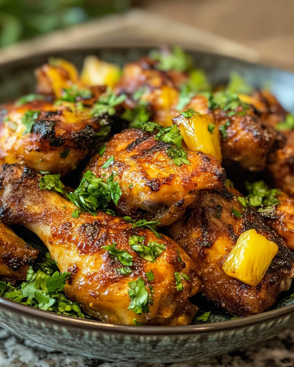 Brown Sugar Pineapple Chicken in a white bowl