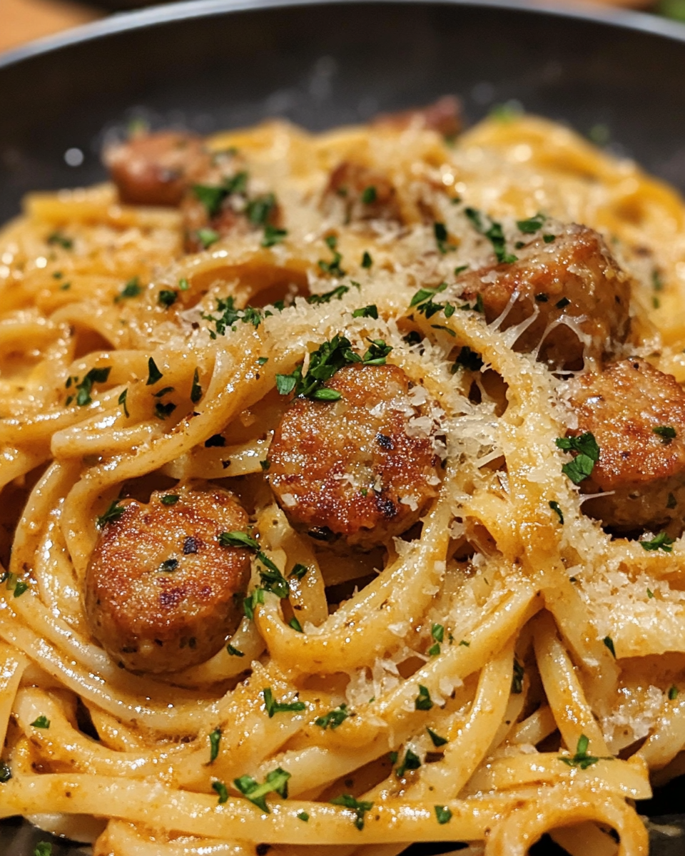 Ingredients for Cajun Sausage Pasta on a counter
