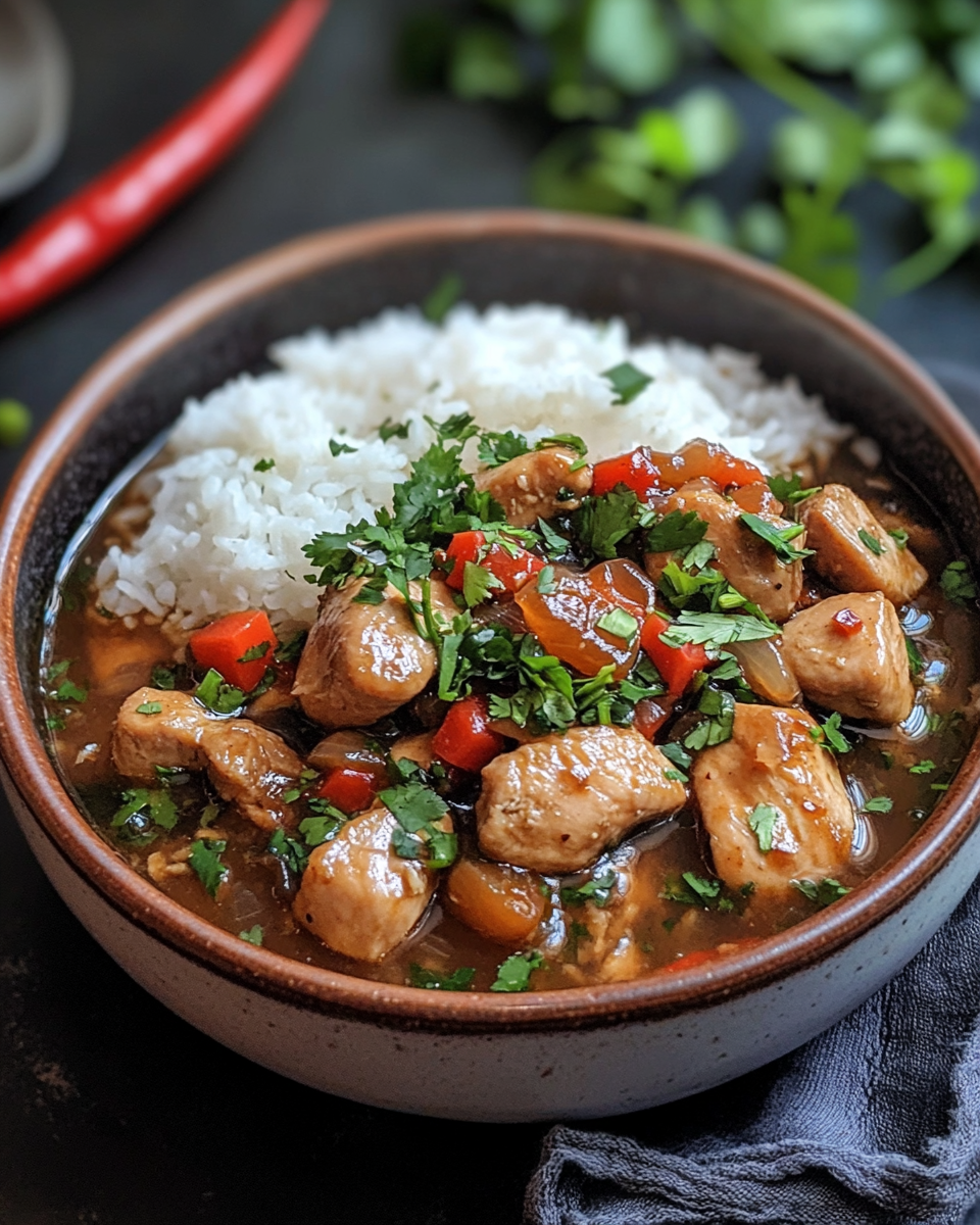 Final delicious bowl of caramelised soy chicken ramen