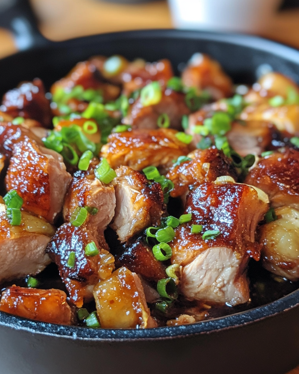 Char Siu Chicken Roast plated with garnish