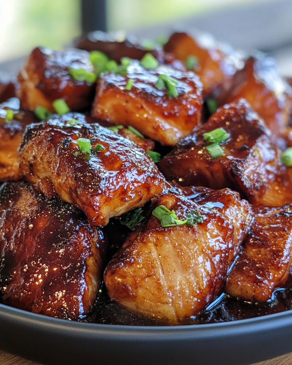 Perfectly finished char siu chicken on plate