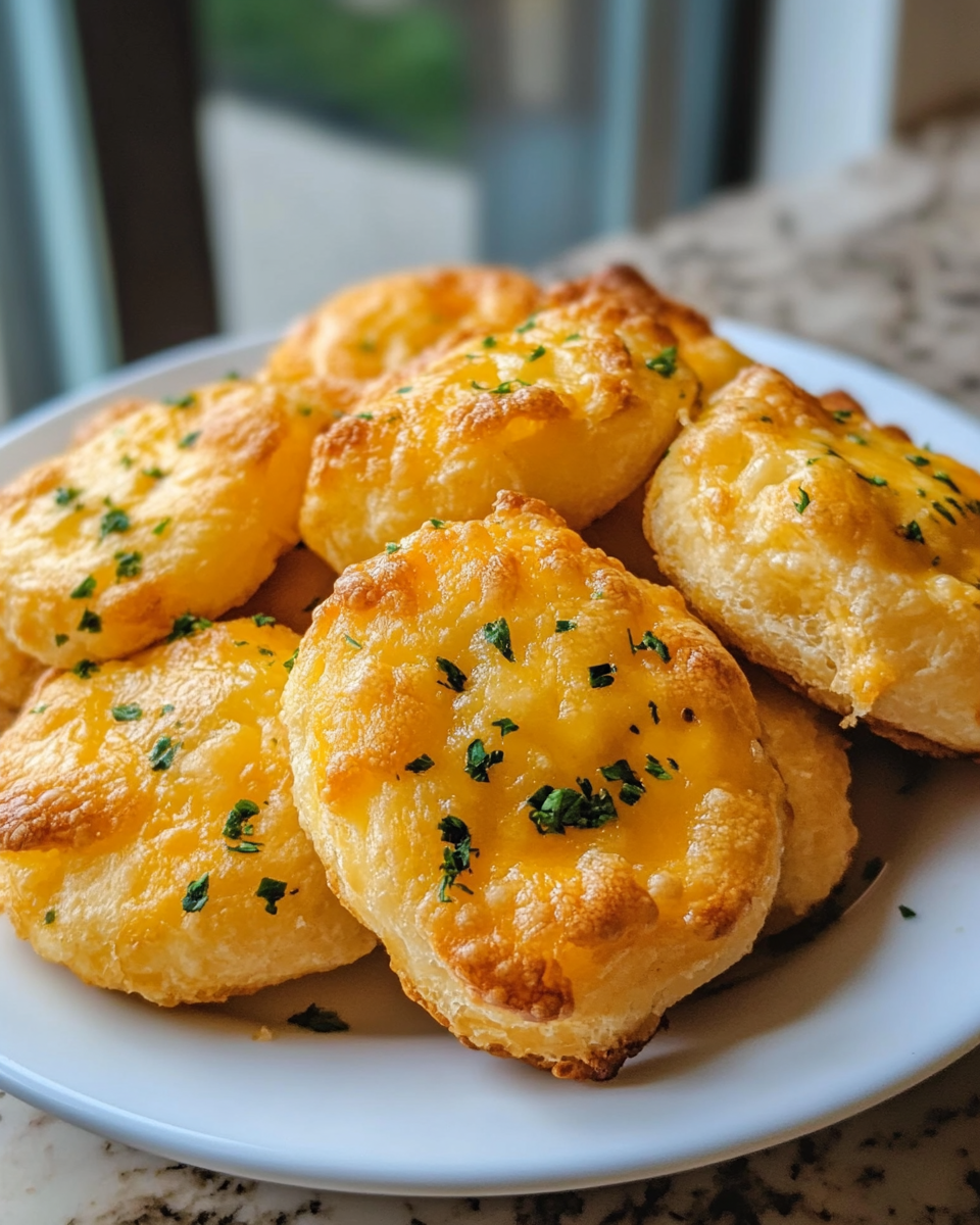 Close up of the first bite of a cheddar cheese puff