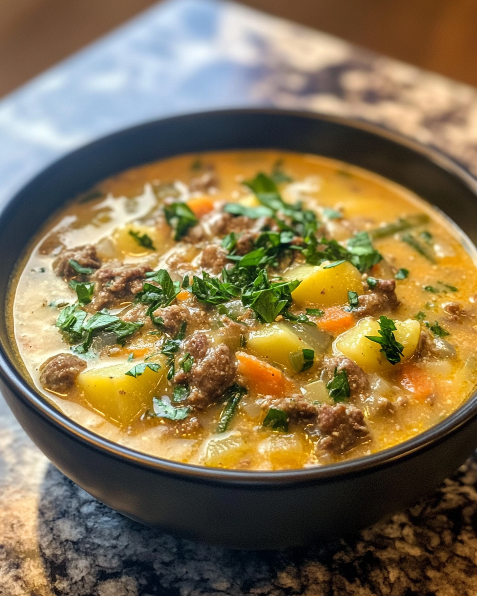 Potatoes and cheese cooking in pressure cooker soup