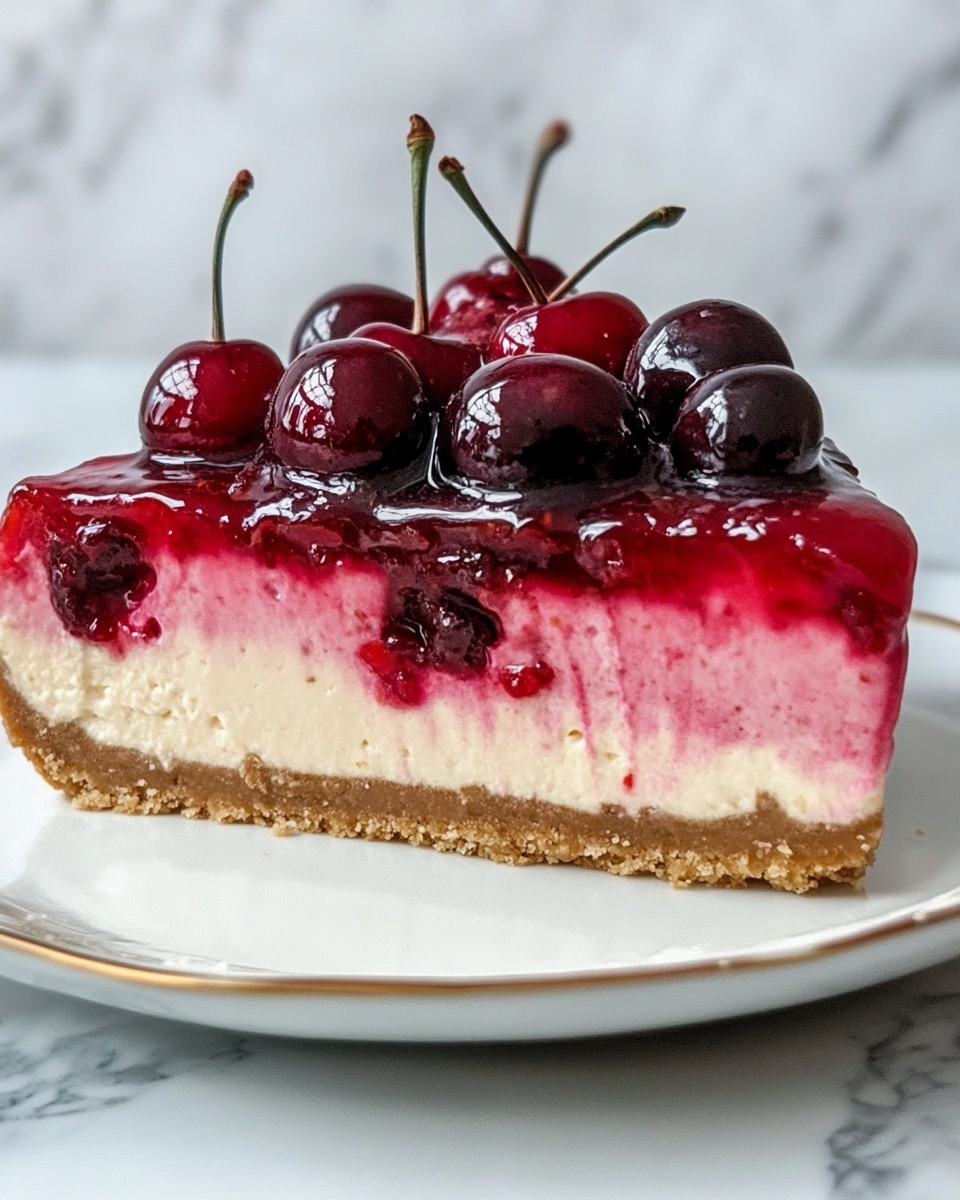Close up of pistachio dessert with cherries and marshmallows