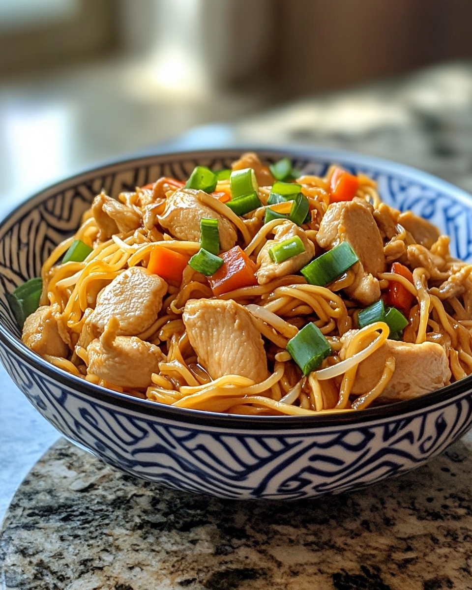 Finished Chicken Chow Mein ready to enjoy