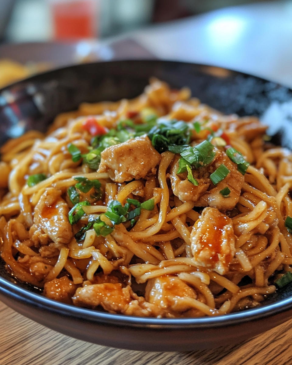 Chicken Chow Mein cooked in a pressure cooker