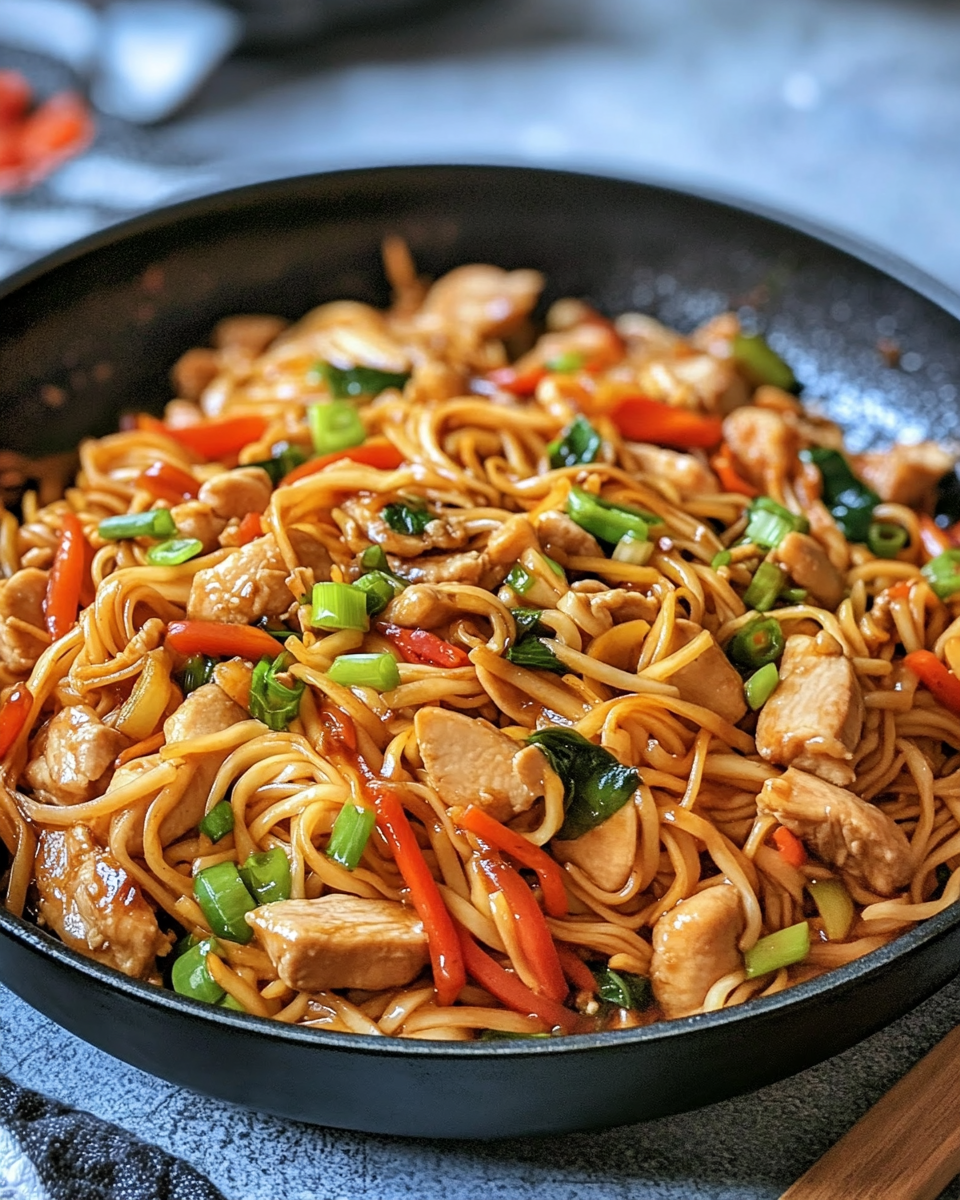 Chicken chow mein in pressure cooker