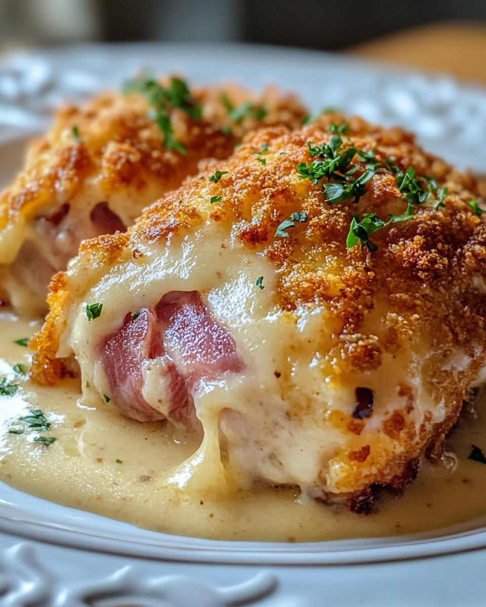 Delicious cooked chicken cordon bleu
