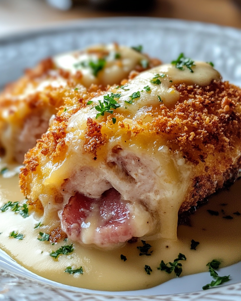 Chicken cordon bleu preparation