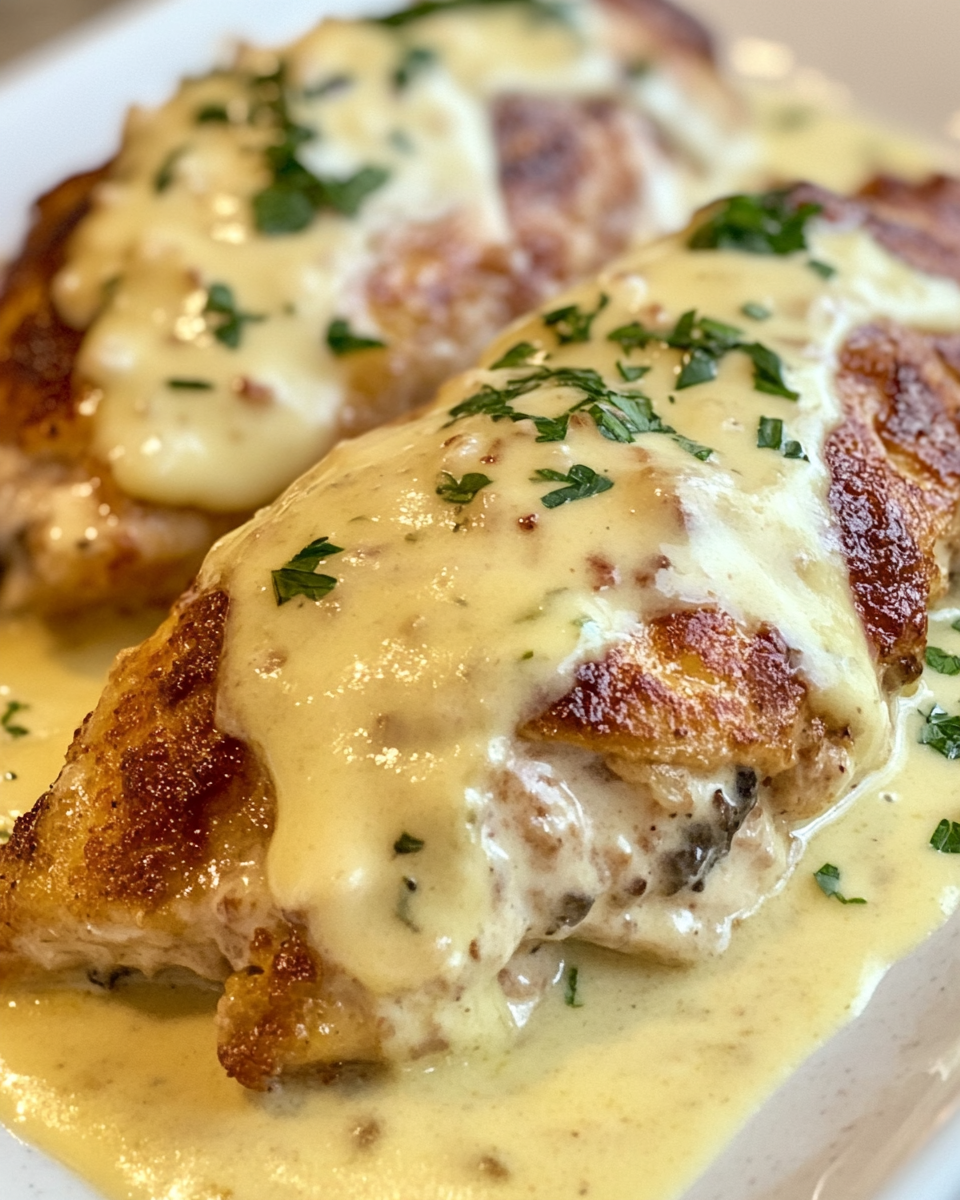 Ingredients for chicken cordon bleu with Swiss cheese sauce