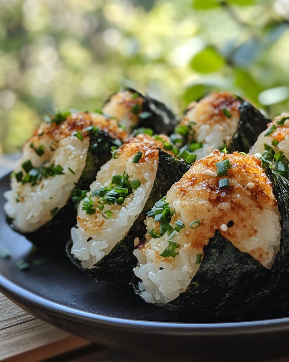 Cooking chicken onigiri filling in a skillet