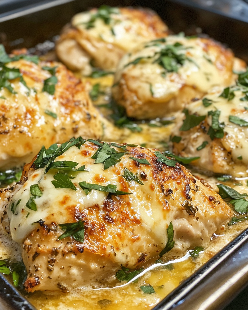 Final plated chicken pillows with creamy parmesan sauce