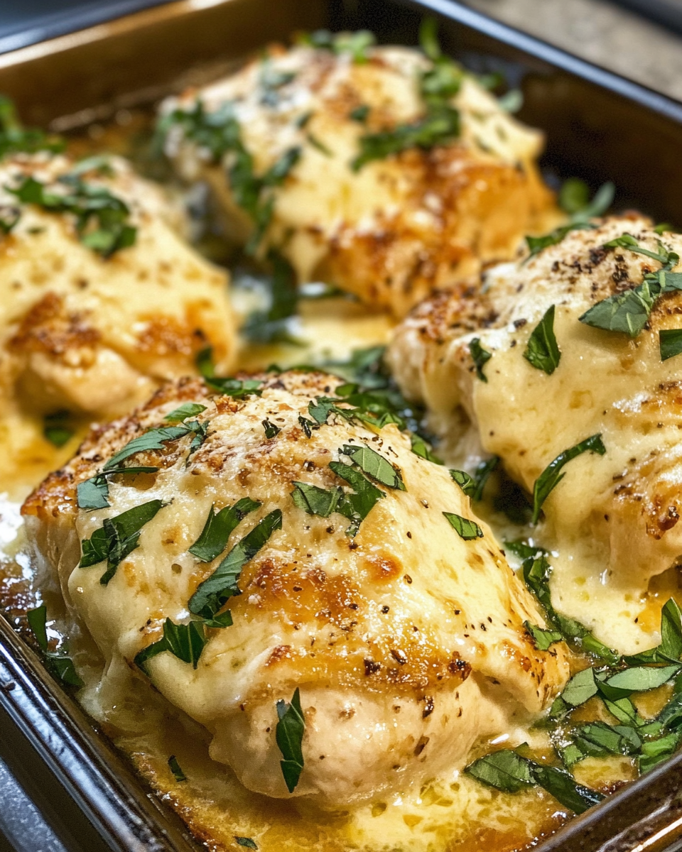 Chicken pillows with creamy parmesan sauce