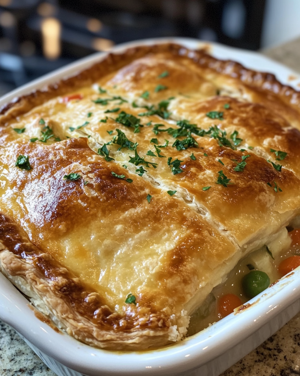 ingredients lined up for chicken pot pie