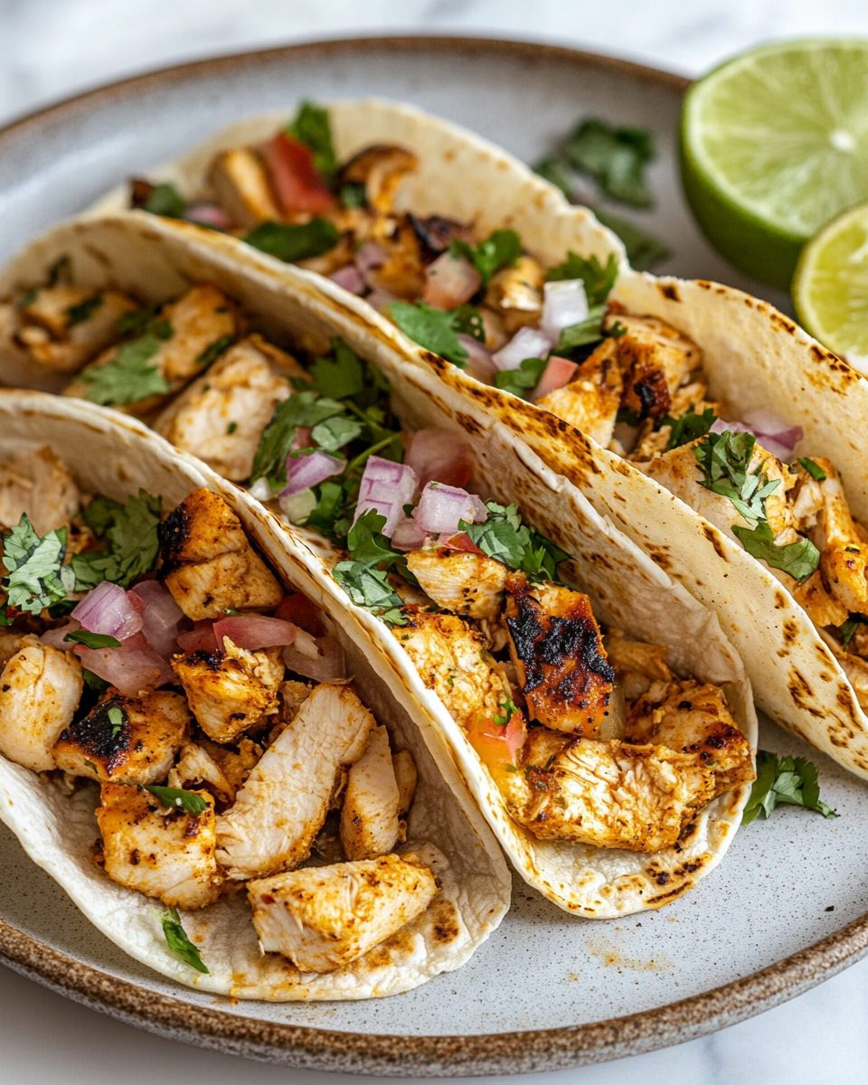 Ingredients and preparation for chicken street tacos
