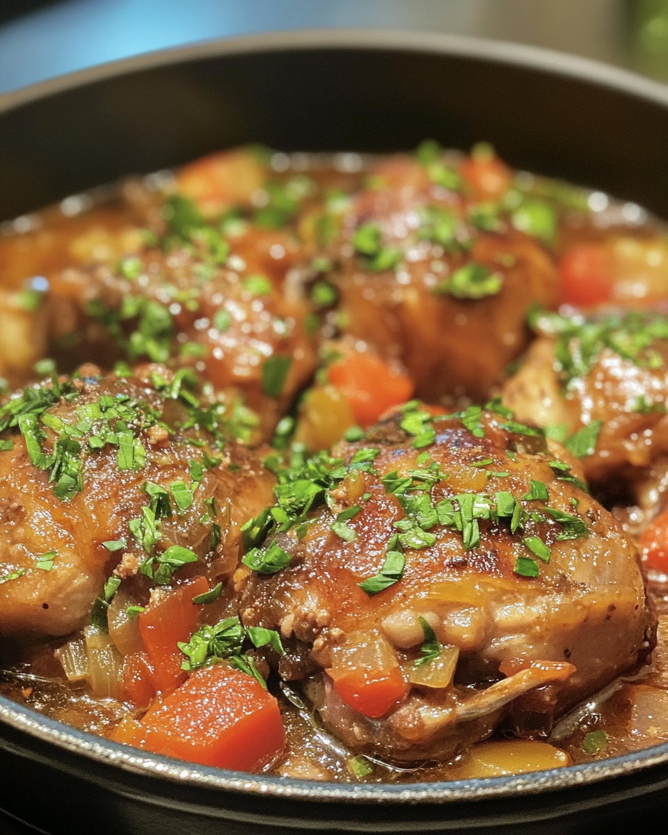 Chicken Thigh Osso Bucco cooking in pressure cooker