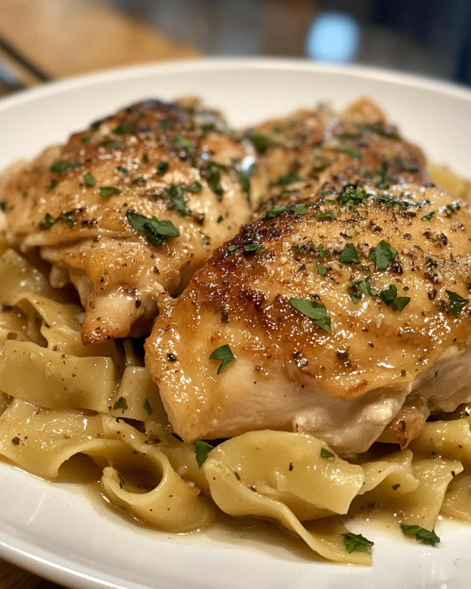 Pressure cooker chicken with buttered noodles