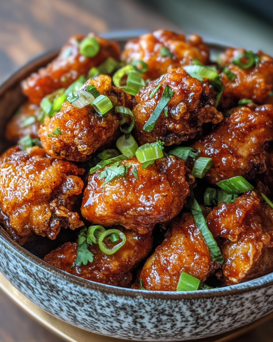 Delicious chili crisp chicken dish garnished with green onion