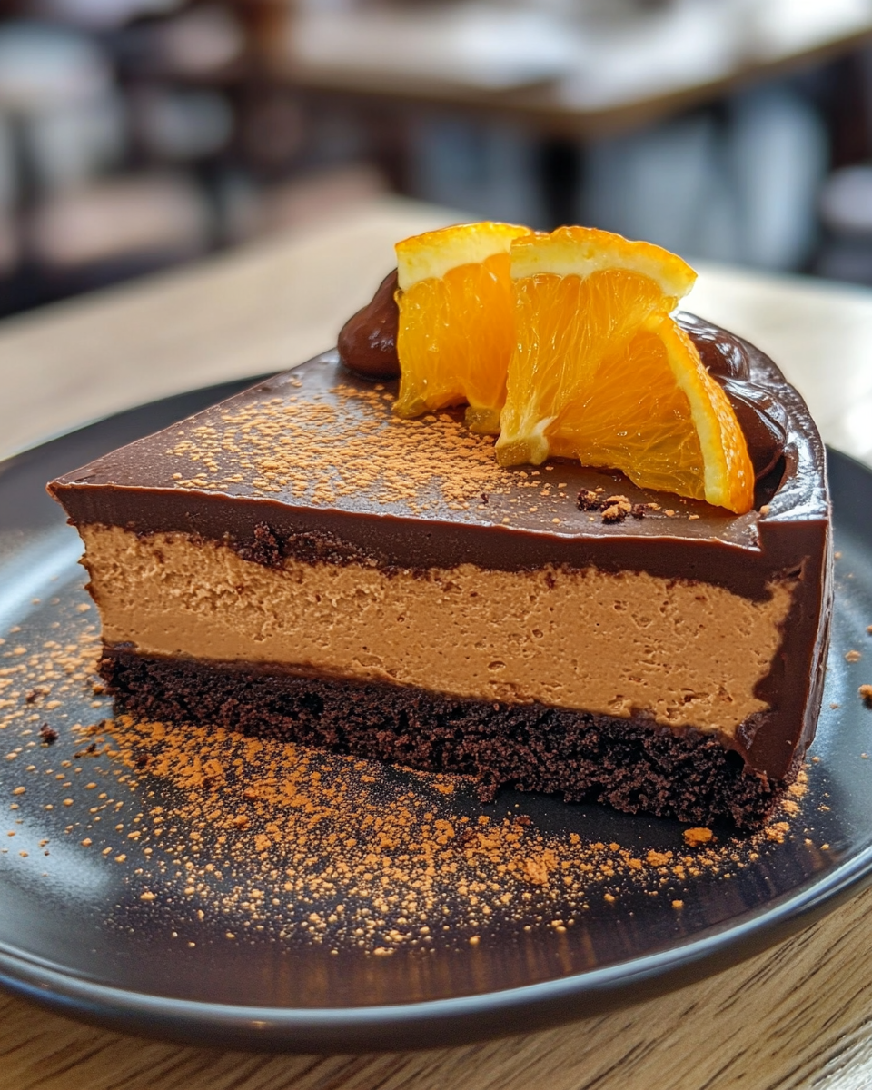 Ready chocolate orange cheesecake slice