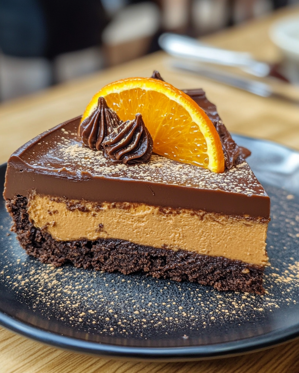 Chocolate orange cheesecake close-up with iPhone 15 Pro Max