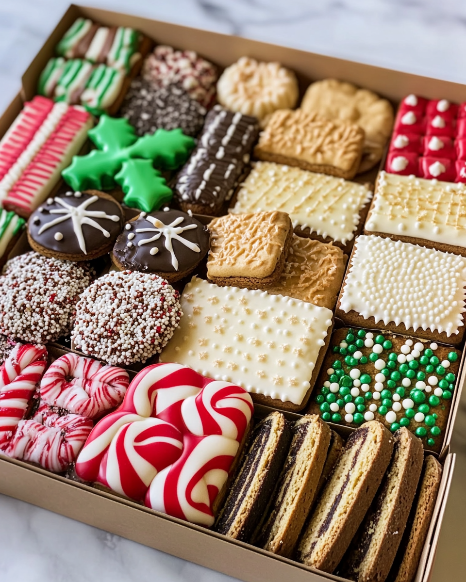 Christmas cookie box with delicious cookies