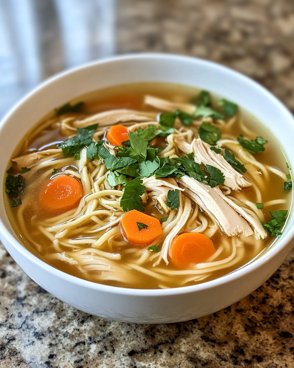 Ingredients for classic ginger garlic chicken noodle soup