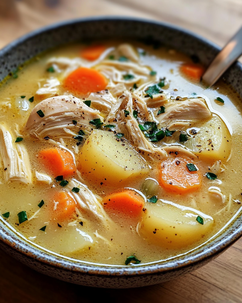 Ingredients for chicken soup with potatoes