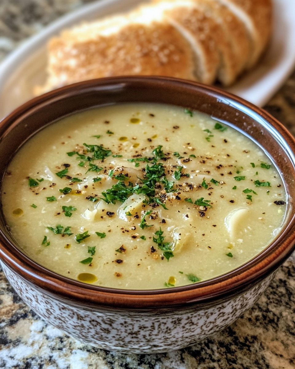 Cozy bowl of country French garlic soup