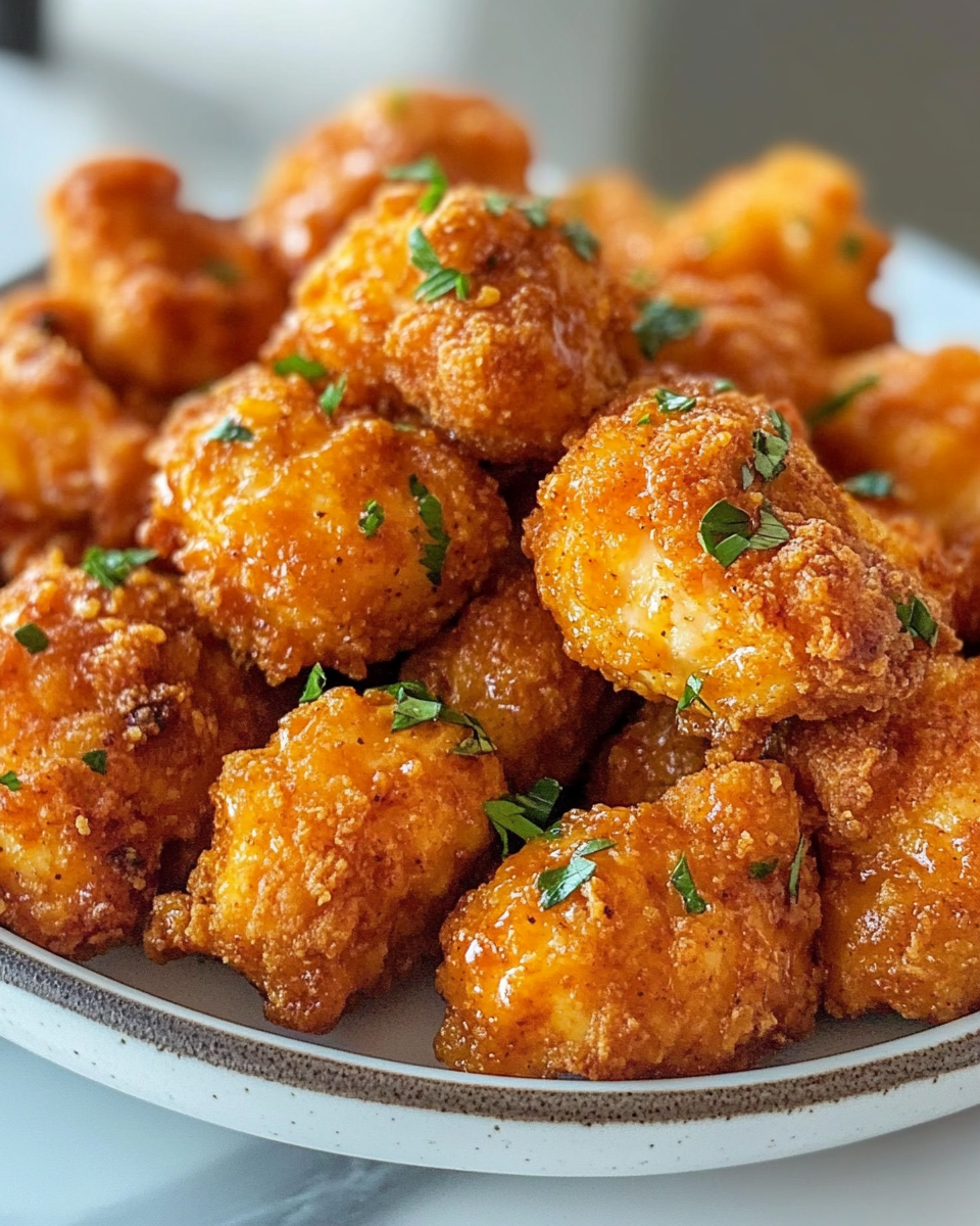 Completed garlic butter chicken bites with garnish