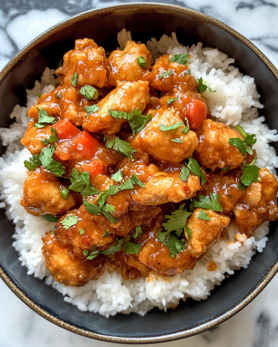 Close-up of cowboy butter chicken with parsley garnish