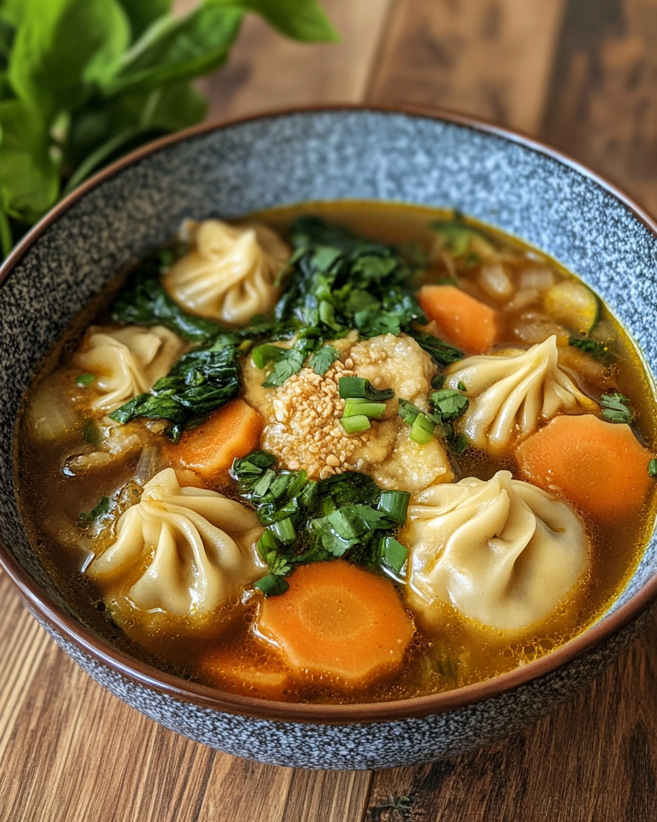 Potsticker soup with flavorful broth and dumplings