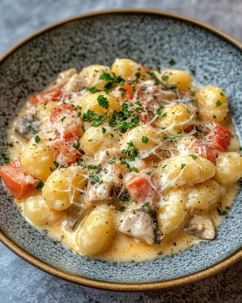 Final creamy crack chicken gnocchi served