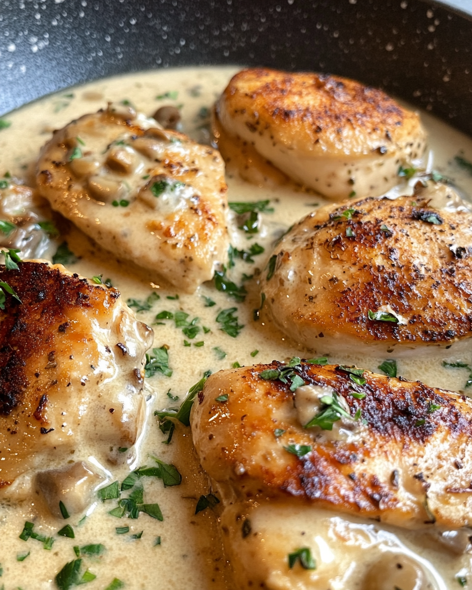 Ingredients laid out for creamy garlic chicken