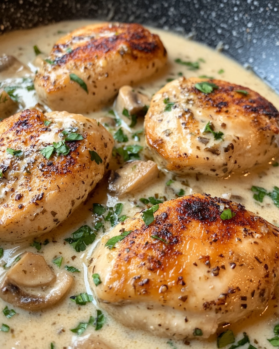 Creamy garlic chicken in pressure cooker