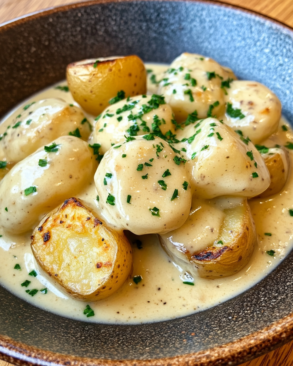 Ingredient checklist for creamy garlic sauce baby potatoes